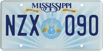 MS license plate NZX090