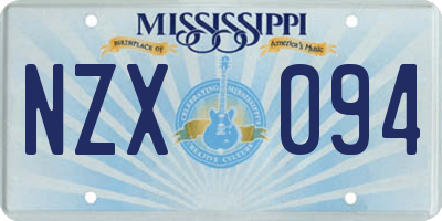 MS license plate NZX094