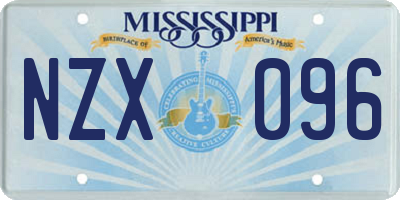 MS license plate NZX096