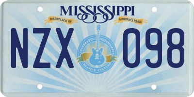 MS license plate NZX098