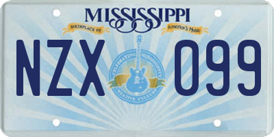 MS license plate NZX099