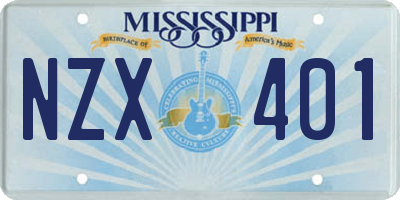 MS license plate NZX401