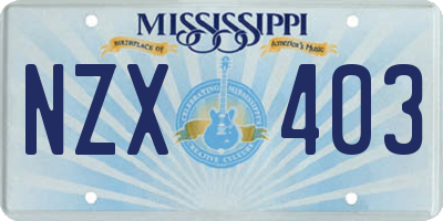 MS license plate NZX403