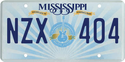 MS license plate NZX404