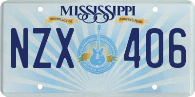 MS license plate NZX406