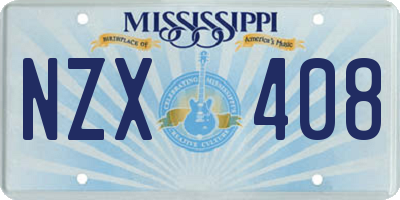 MS license plate NZX408