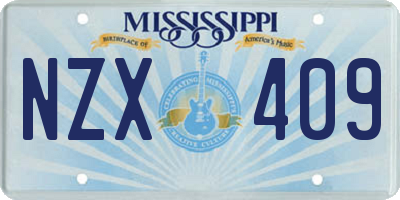 MS license plate NZX409