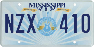 MS license plate NZX410