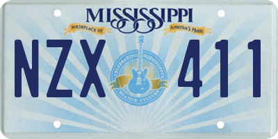 MS license plate NZX411