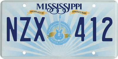 MS license plate NZX412