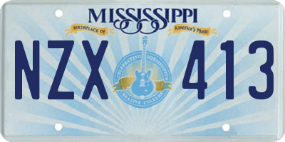 MS license plate NZX413