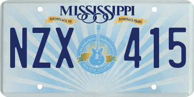 MS license plate NZX415