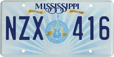 MS license plate NZX416
