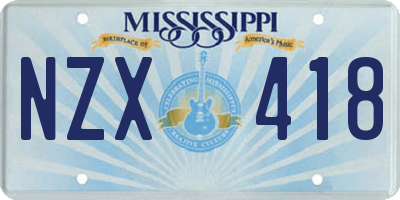 MS license plate NZX418