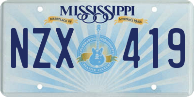 MS license plate NZX419