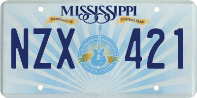 MS license plate NZX421