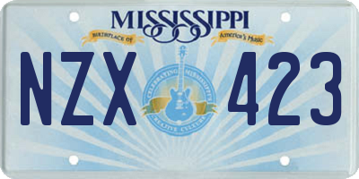 MS license plate NZX423