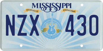 MS license plate NZX430