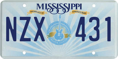 MS license plate NZX431