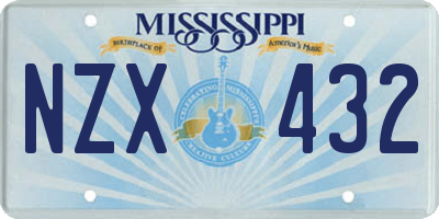 MS license plate NZX432
