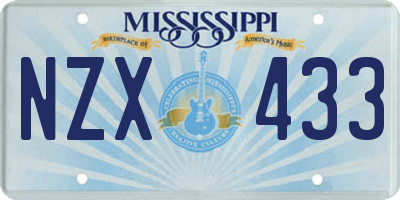 MS license plate NZX433