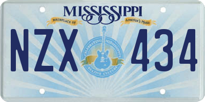 MS license plate NZX434