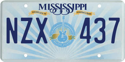 MS license plate NZX437