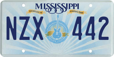MS license plate NZX442