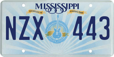 MS license plate NZX443