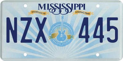 MS license plate NZX445