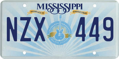 MS license plate NZX449