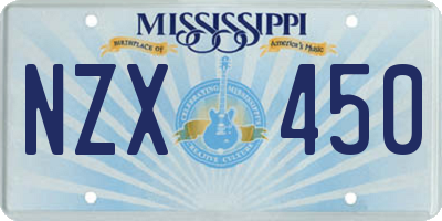 MS license plate NZX450