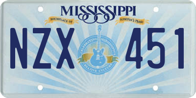 MS license plate NZX451
