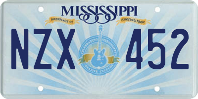 MS license plate NZX452