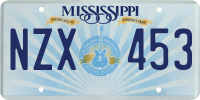 MS license plate NZX453