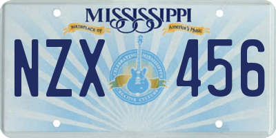 MS license plate NZX456