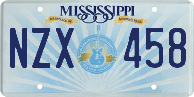 MS license plate NZX458