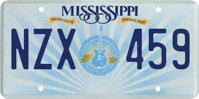 MS license plate NZX459