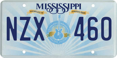 MS license plate NZX460