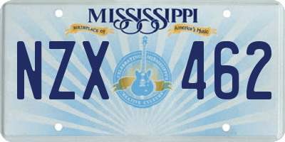 MS license plate NZX462