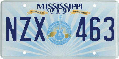 MS license plate NZX463