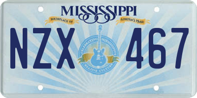 MS license plate NZX467