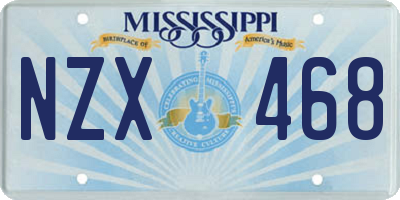 MS license plate NZX468