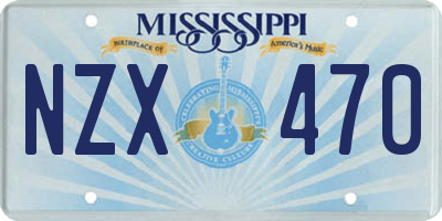 MS license plate NZX470