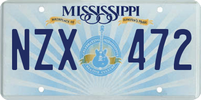 MS license plate NZX472