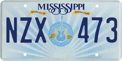 MS license plate NZX473