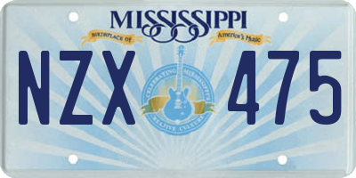 MS license plate NZX475