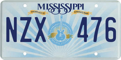 MS license plate NZX476