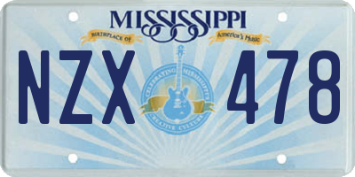 MS license plate NZX478