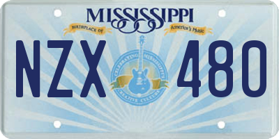 MS license plate NZX480